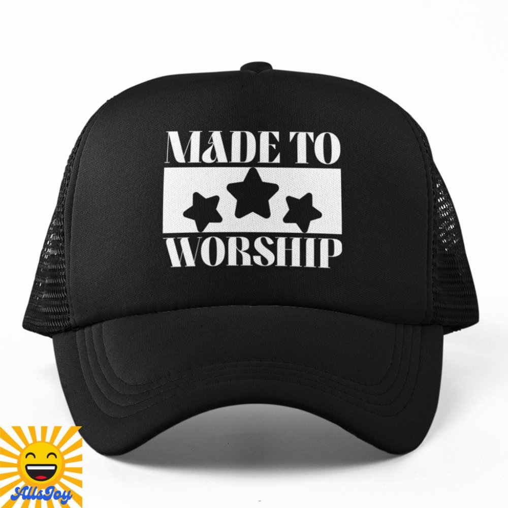 MADE TO WORSHIP Stars Banner Foam Trucker Hat Snapback Cap Black